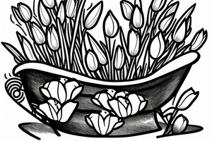 clawfoot bathtub with tulips in it tattoo idea