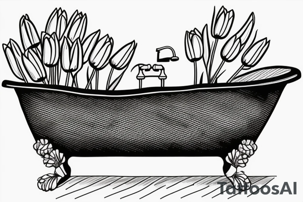 clawfoot bathtub with tulips in it tattoo idea