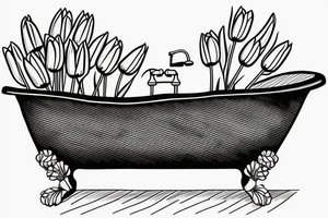 clawfoot bathtub with tulips in it tattoo idea