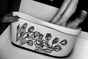 clawfoot bathtub with tulips in it tattoo idea