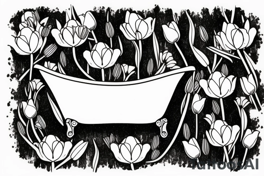 clawfoot bathtub with tulips in it tattoo idea