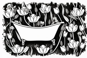 clawfoot bathtub with tulips in it tattoo idea