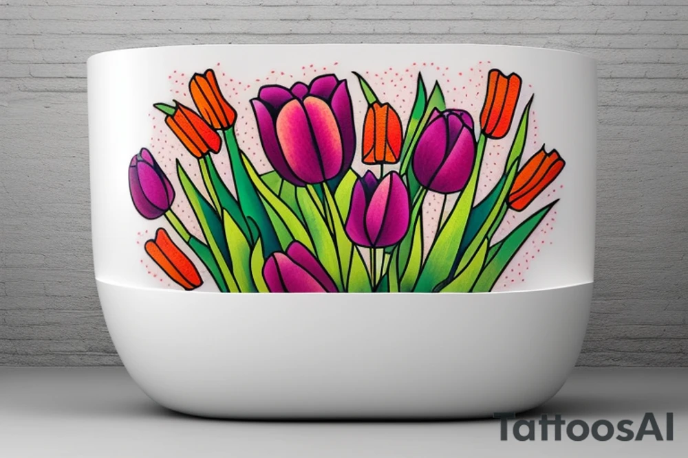 clawfoot bathtub with tulips in it tattoo idea