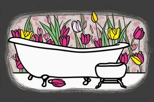 clawfoot bathtub with tulips in it tattoo idea