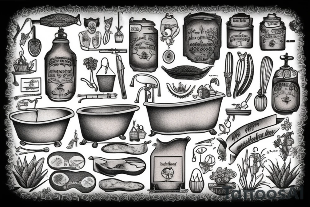 clawfoot bathtub garden tattoo idea