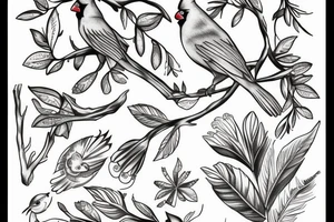 cardinal in tree branch tattoo idea