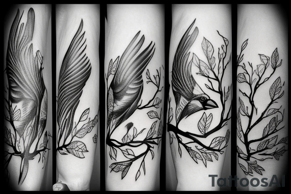 cardinal in tree branch tattoo idea