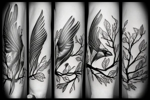 cardinal in tree branch tattoo idea