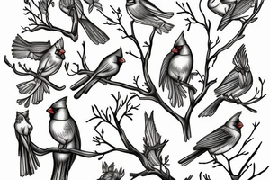 cardinal in tree tattoo idea