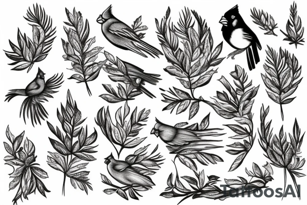 cardinal in tree tattoo idea
