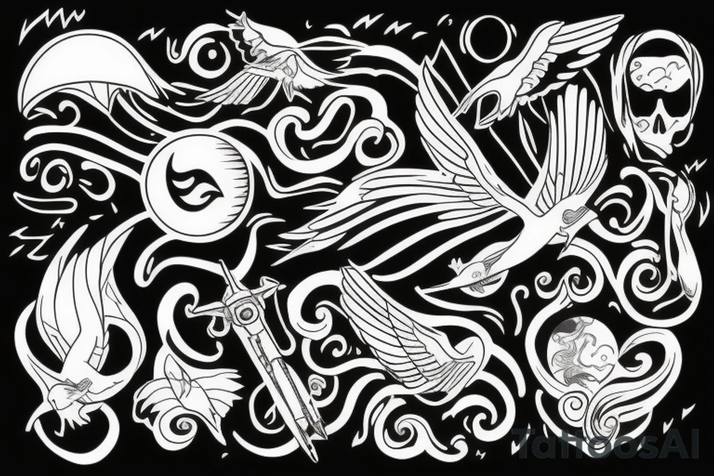 I’d fly like the wind to the sunset tattoo idea