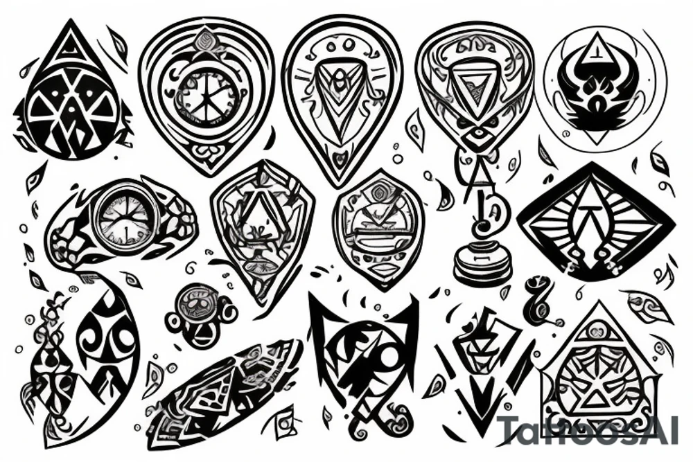 Song of time symbols from Zelda Ocarina of Tome tattoo idea