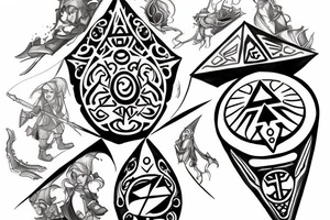 Song of time symbols from Zelda Ocarina of Time tattoo idea