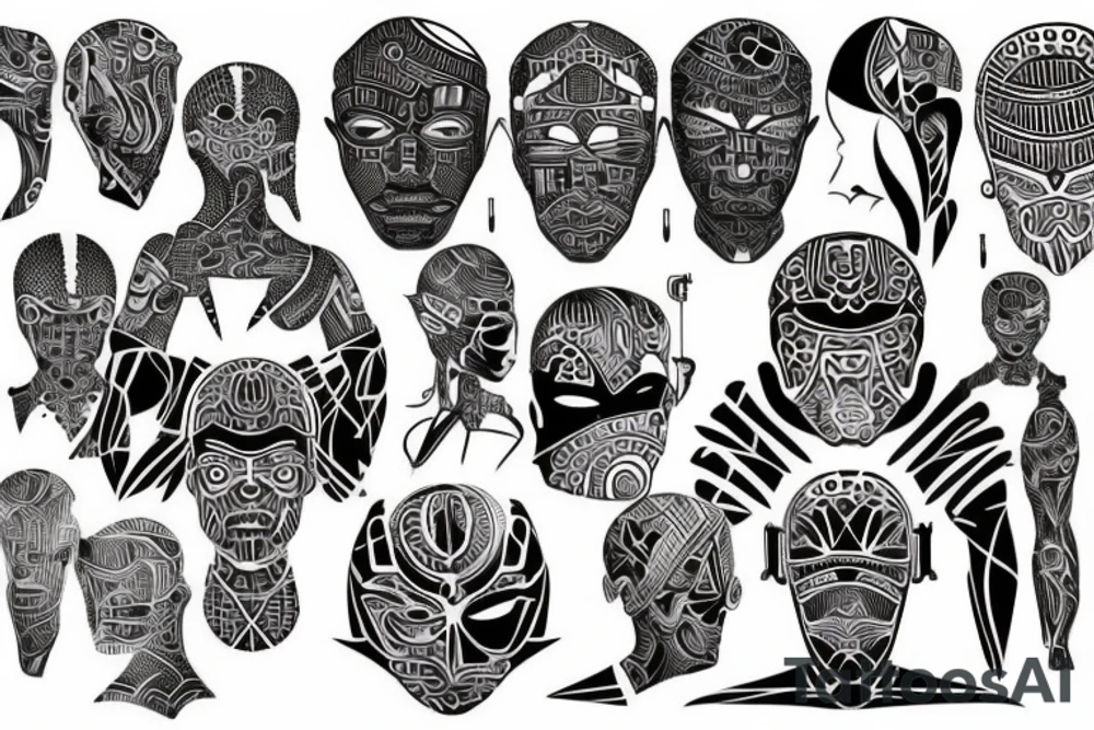 african pattern cyborg tattoo idea
