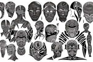 african pattern cyborg tattoo idea