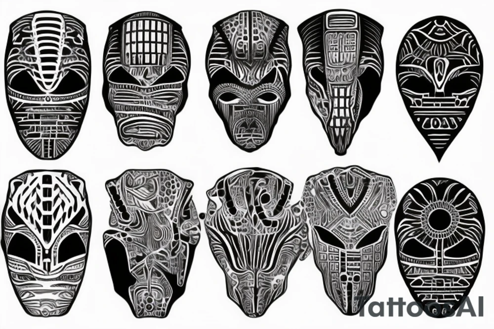 african pattern cyborg tattoo idea