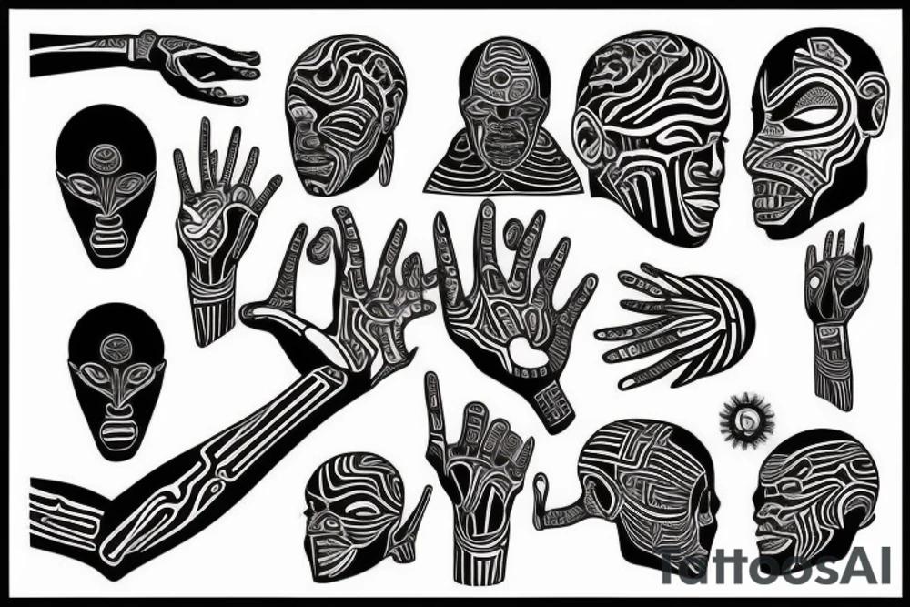 african pattern, cyborg hand holds the world tattoo idea african pattern, cyborg hand holds the world tattoo idea