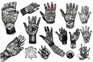 cyborg hand holds the world tattoo idea