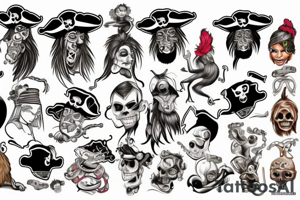 pirate monkey hooker tattoo idea