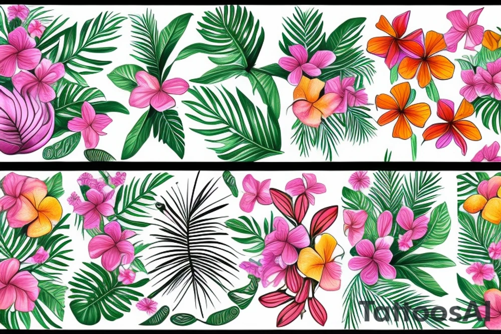 Tropical flowers tattoo idea