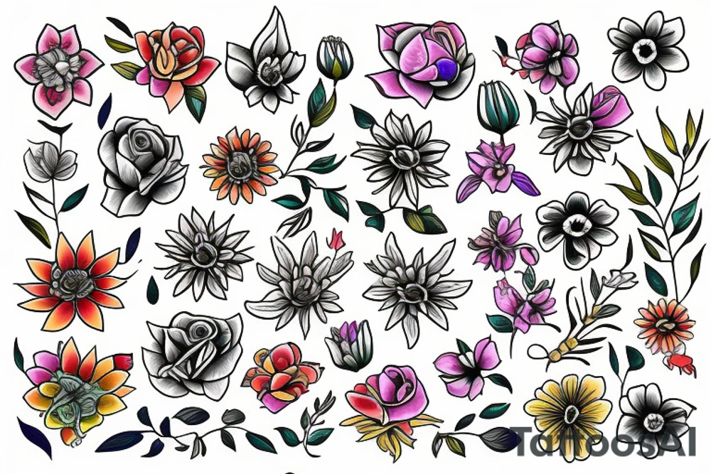 Colores  flowers tattoo idea