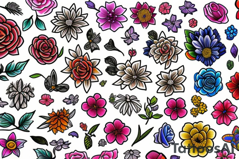 Colores  flowers tattoo idea