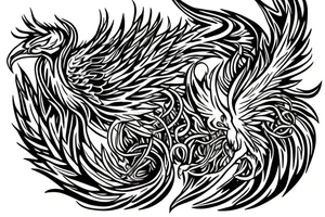 phoenix nest detailed realistic with fire tattoo idea