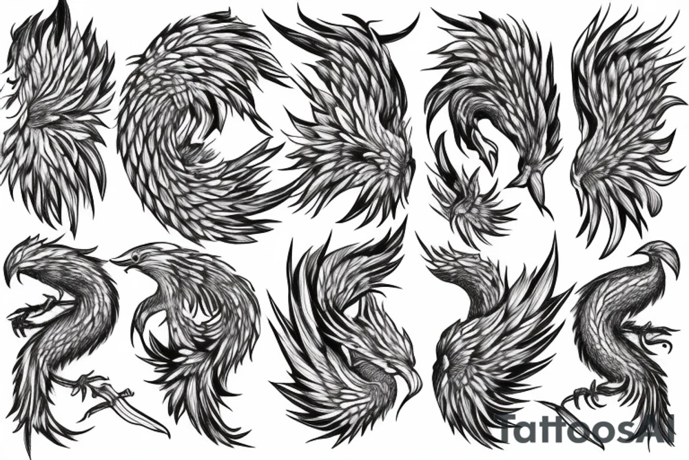 phoenix nest detailed realistic with fire tattoo idea