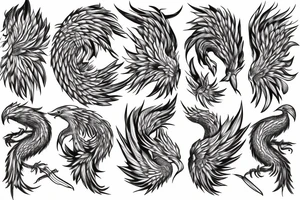 phoenix nest detailed realistic with fire tattoo idea