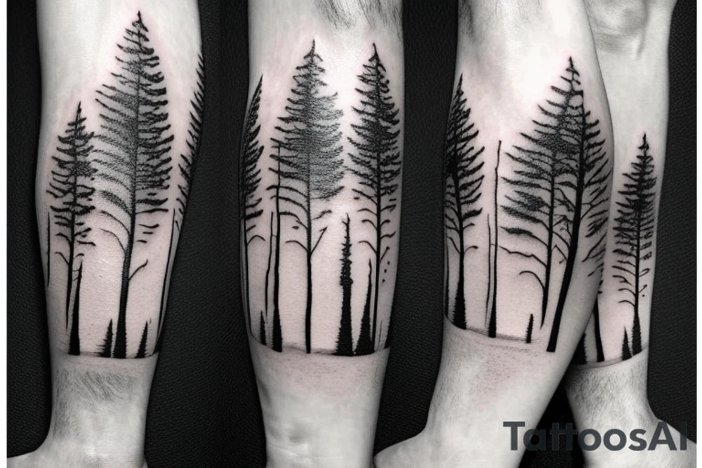 forest with two men tattoo idea
