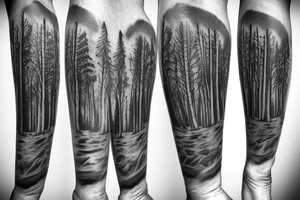 forest with two men tattoo idea