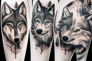 wolf in a forest tattoo idea