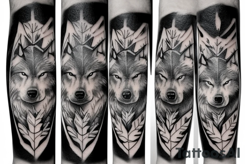 wolf in a forest tattoo idea