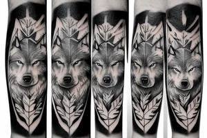 wolf in a forest tattoo idea