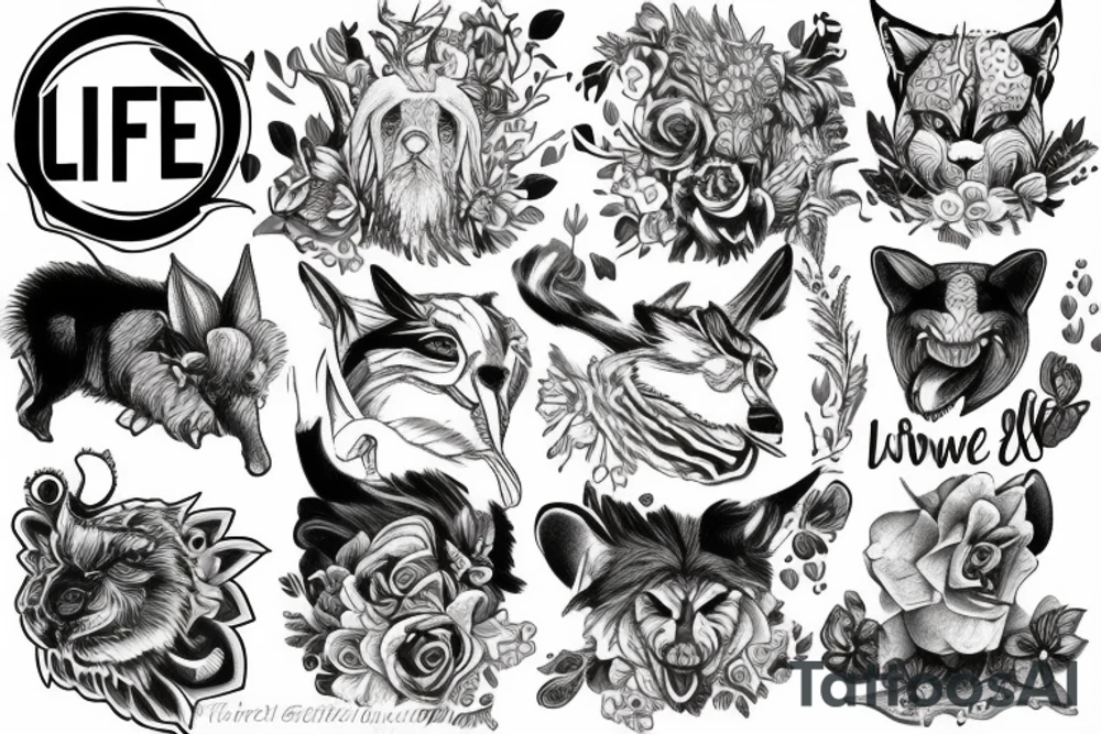 reminder that life is short but represented as a powerful animal tattoo idea