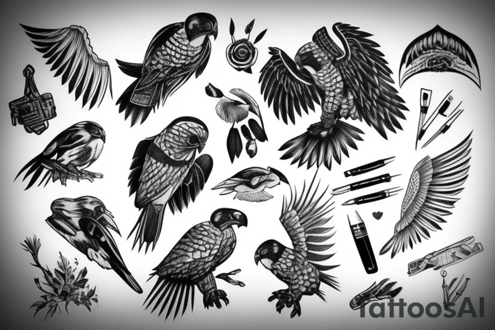 powerful falcon tattoo idea