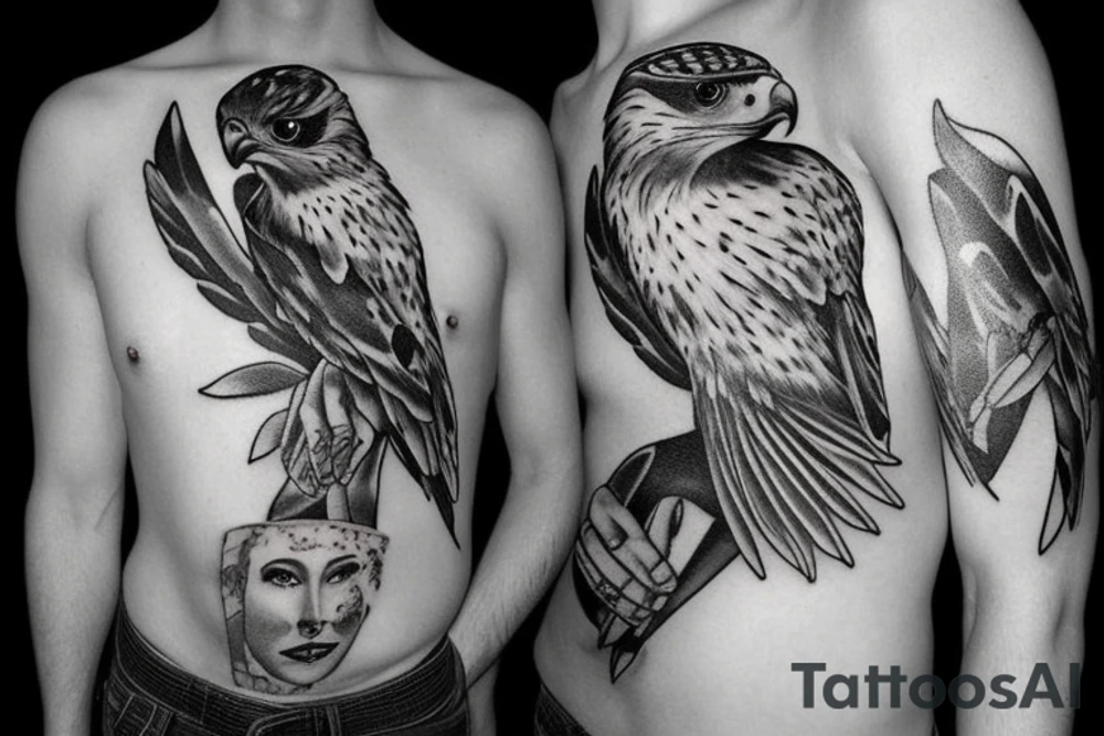 powerful falcon tattoo idea