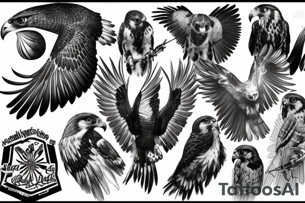 powerful falcon tattoo idea