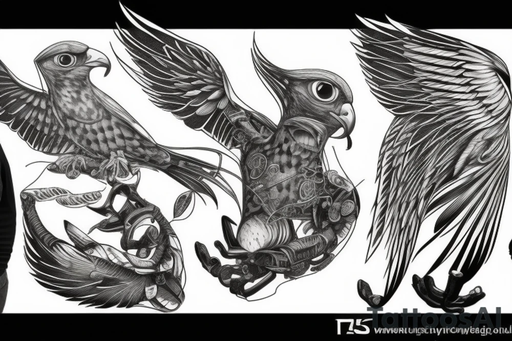 powerful falcon tattoo idea
