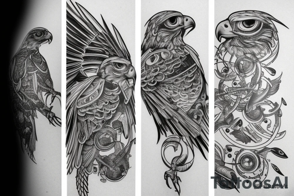 powerful falcon tattoo idea