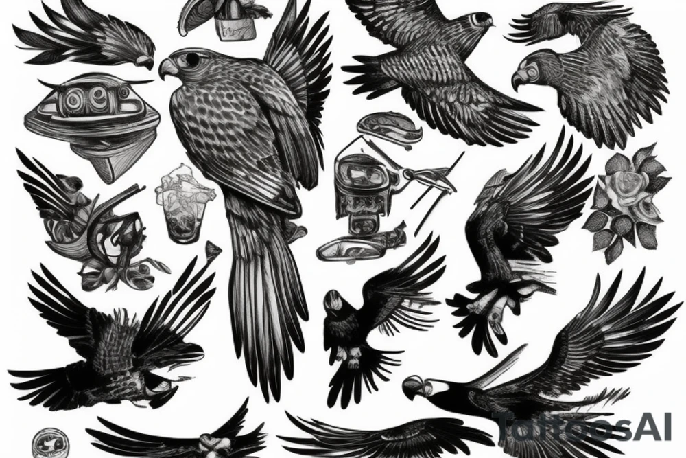powerful falcon tattoo idea