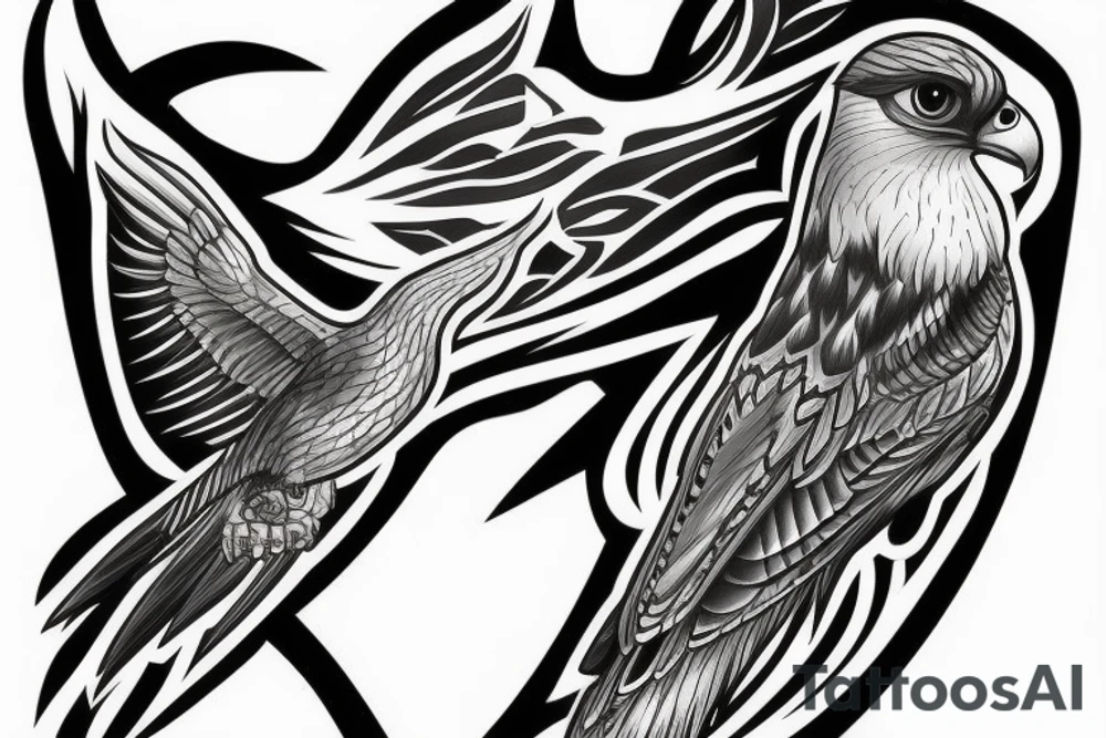 powerful falcon tattoo idea