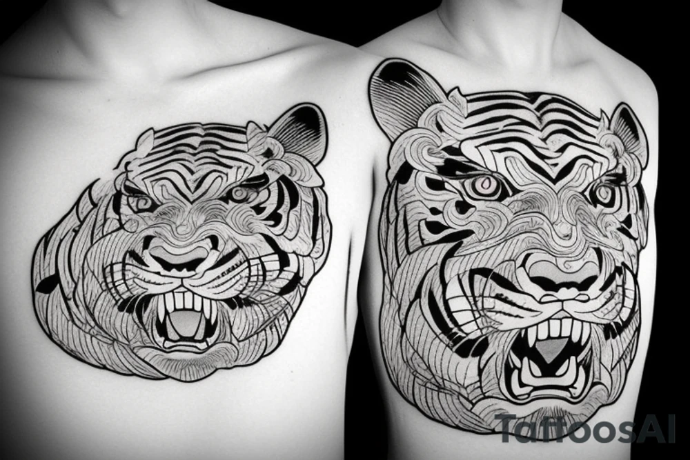 powerful tiger japanese tattoo idea