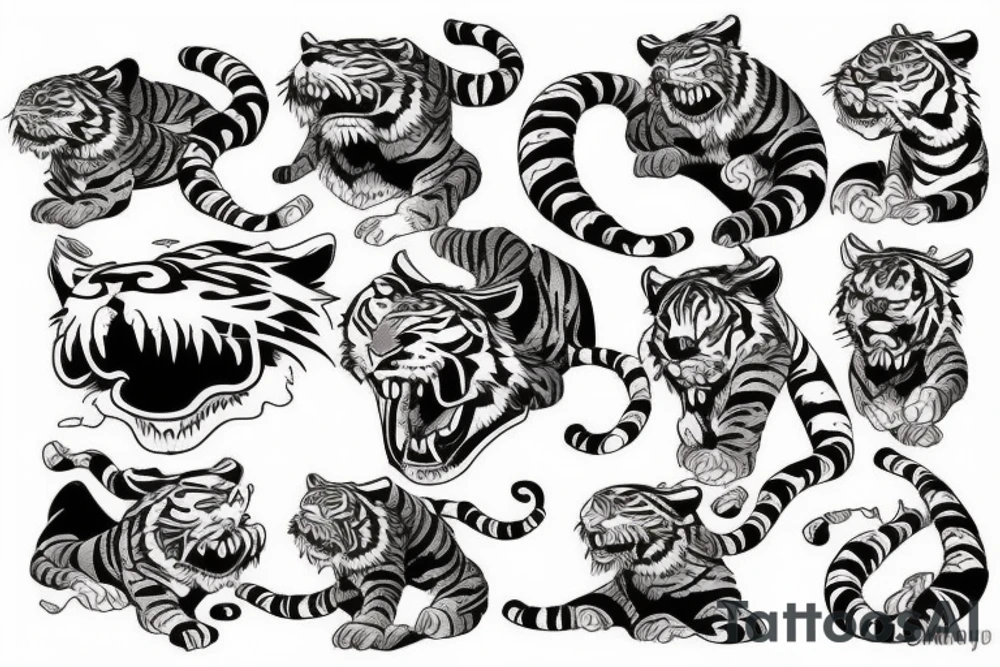 attacking tiger tattoo idea