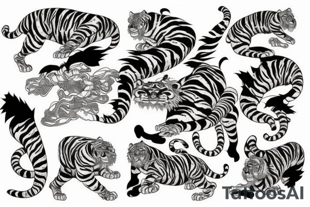 attacking tiger full body tattoo idea