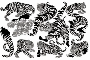 attacking tiger full body tattoo idea