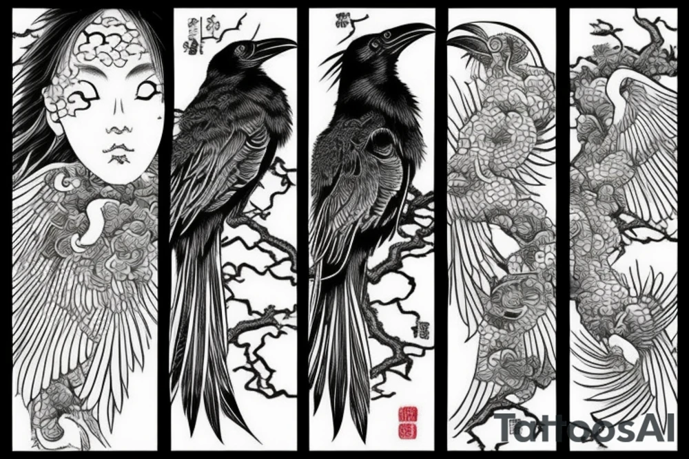 powerful raven tattoo idea