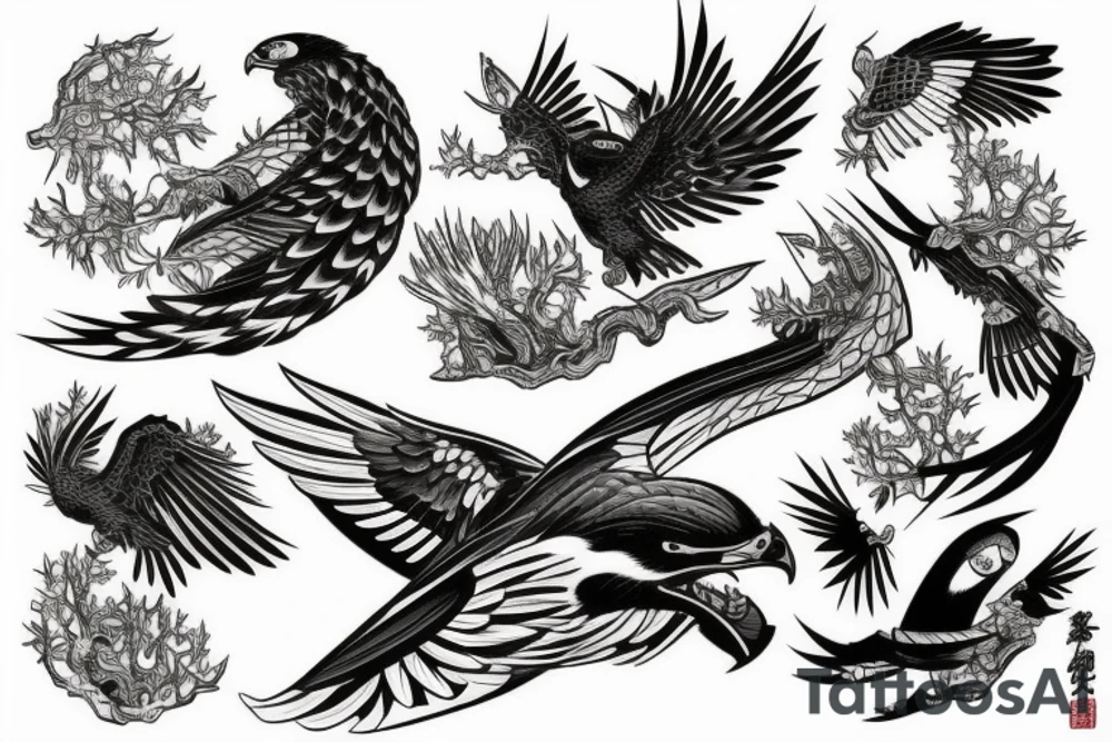 attacking falcon tattoo idea
