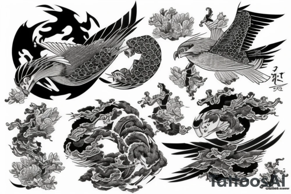 attacking falcon tattoo idea