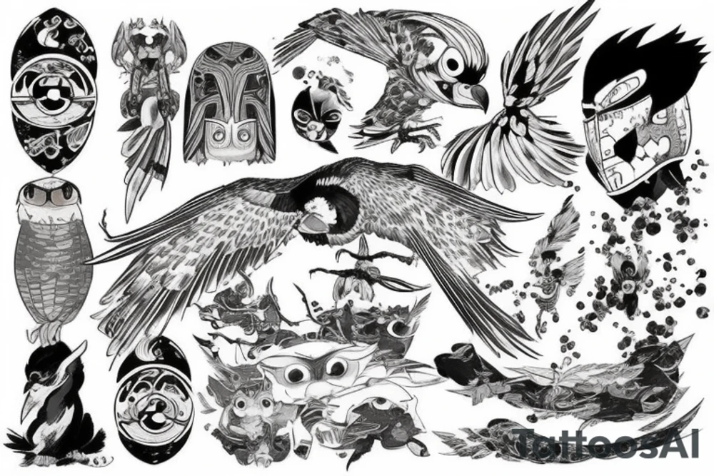 attacking falcon tattoo idea
